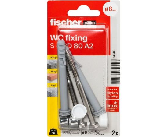 Крепеж для унитазов Fischer S 8 RD80 CR K 84340 – изображение 2