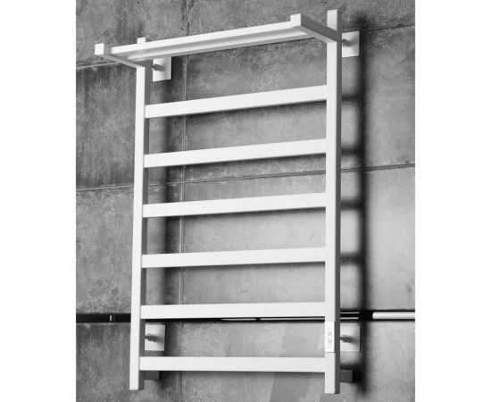Электрический полотенцесушитель ZOX ЛЦ 80x50 с полкой, 7 перекладин, триумф, белый, правый 323 Вт 549229 – изображение 2