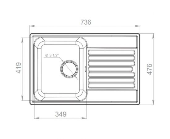 Мойка GRANFEST QUARZ чаша с крылом, 740х480 мм, песок 78 песок – изображение 3