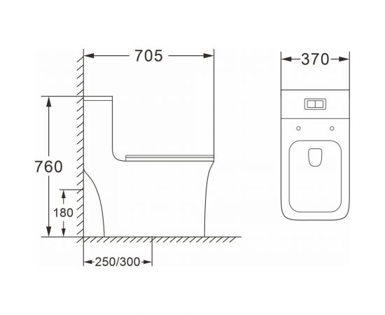 Напольный безободковый унитаз-моноблок с сиденьем микролифт Azario GRESSA 705x370x760 мм AZ-1111 00080315 – изображение 3