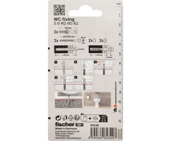 Крепеж для унитазов Fischer S 8 RD80 CR K 84340 – изображение 3