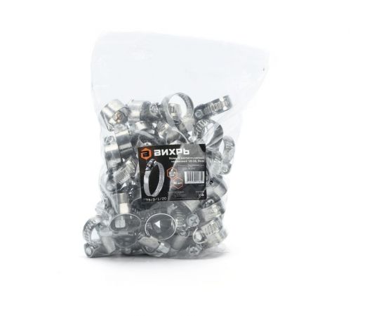 Металлический червячный хомут Вихрь 10-16, 9мм 50 шт 73/9/1/20 – изображение 4