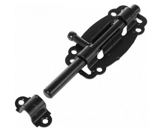 Накладная фигурная задвижка Tech-Krep ЗД-100x42,5 круглый ригель L145 черный матовый 1 шт. пакет 151902 