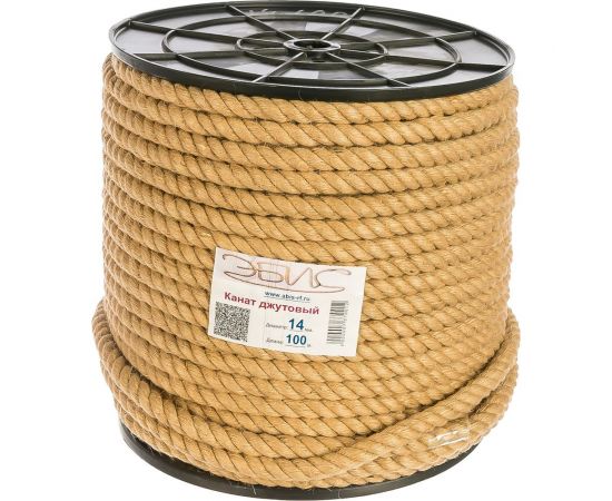 Джутовый канат, катушка, 14мм х 100м Эбис 00142 