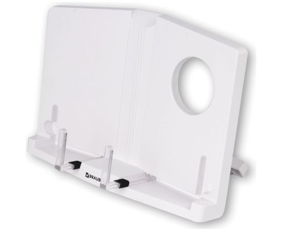 Подставка для книг и учебников BRAUBERG регулируемый угол наклона, пластик, белая 237445 