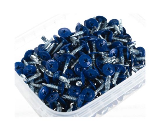 Прессшайба Качественный КРЕПЕЖ 4.2х16 мм, ультрамарин RAL 5002, сверло, 250 шт 0301119 КЧ 