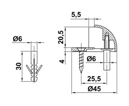 Дверной стопор с белой резинкой Amig никель матовый 101-45 NI – изображение 2