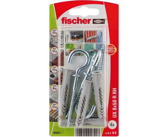 Дюбель с круглым крюком Fischer UX 8x50 RH K OE 94621 – изображение 2