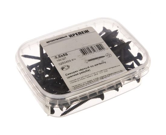 Саморез Качественный КРЕПЕЖ 3.5x55 мм, потай, частая резьба, оксид, 100 шт 0200403 КЧ – изображение 2