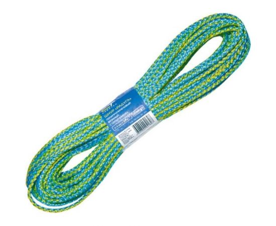 Вязаный полипропиленовый шнур с сердечником 6мм, 20м, 90-110кгс СИБРТЕХ Радуга Россия 93954 – изображение 3