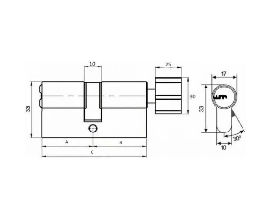 Европрофильный цилиндр ABUS X12R430 ключ/вертушка 55-45 (100 мм) NI (5 key) 00029431 – изображение 3