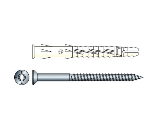 Фасадный дюбель с шурупом Tecfi потайная головка, шлиц TORX TORX 8x100 35 шт 147661 – изображение 6