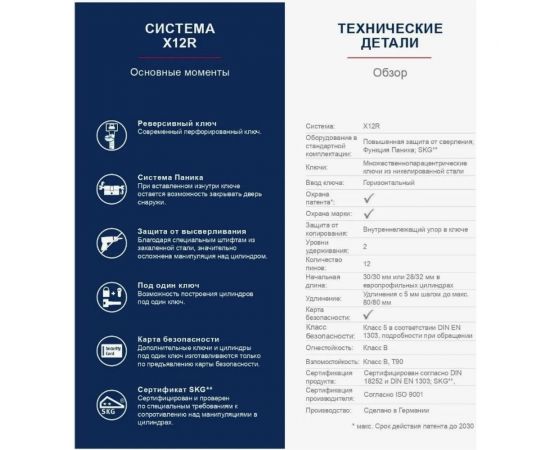 Европрофильный цилиндр ABUS X12R430 ключ/вертушка 55-45 (100 мм) NI (5 key) 00029431 – изображение 7
