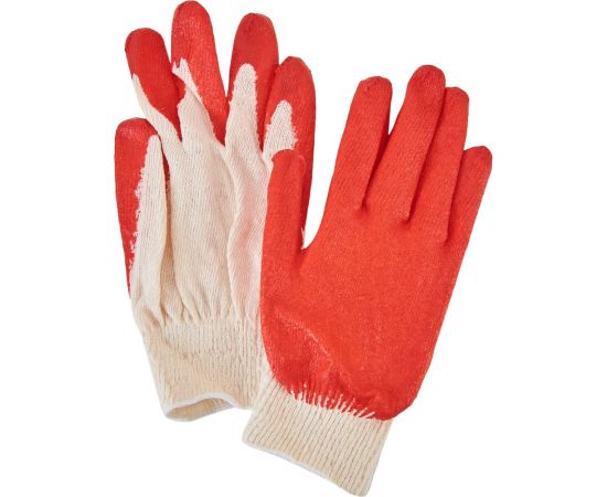 Перчатки Спец х/б одинарный облив (латекс, красный), 13 класс, упаковка-пакет И-8047-И 
