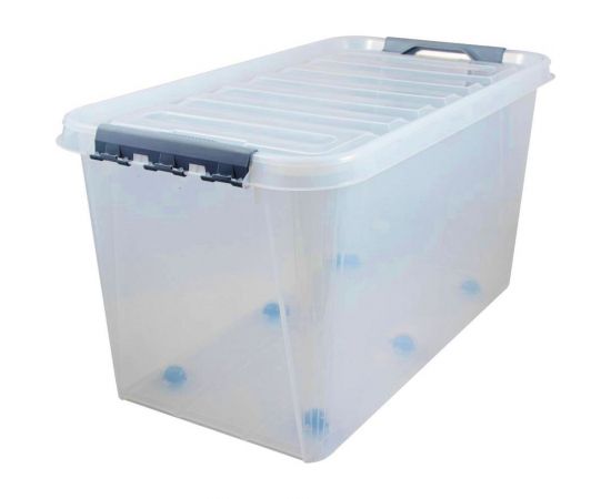 Ящик для хранения с крышкой ПОЛИМЕРБЫТ ПРОФИ Комфорт 70 л, на колесах, прозрачный 63200799 