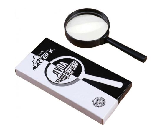 Лупа ООО Комус увеличение х5, диаметр 75 мм, цвет черный 1405096 