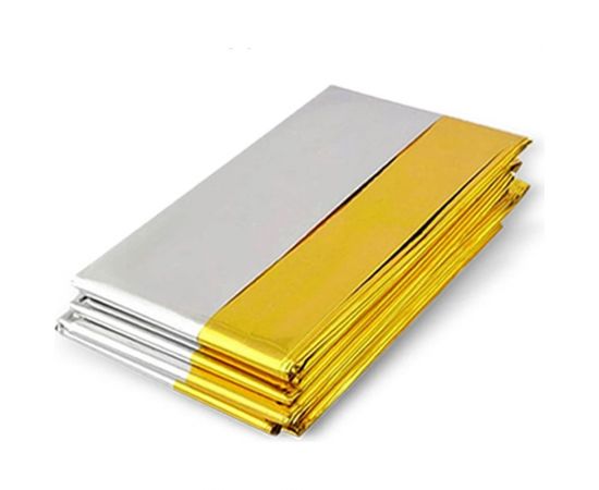 Туристическое изотермическое термоодеяло покрывало DASWERK серебро/золото, 160x210 см 631157 