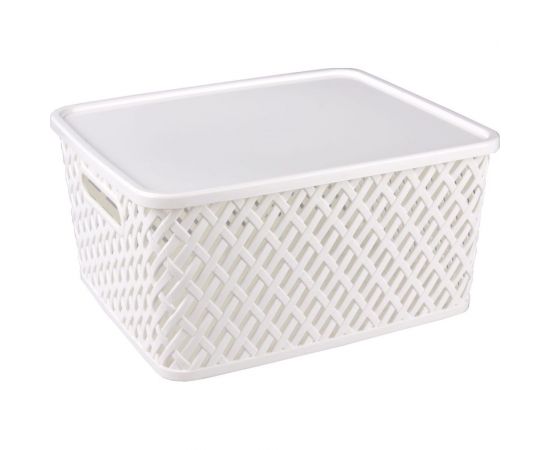 Корзина ЗПИ Альтернатива Плетенка 350x290x175 мм, с крышкой, белый М3582 