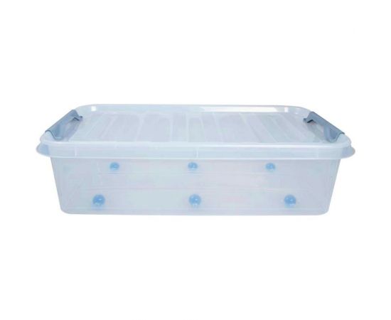 Подкроватный ящик для хранения с крышкой ПОЛИМЕРБЫТ ПРОФИ Комфорт 35 л, на колесах, прозрачный 63200797 437970000 – изображение 2