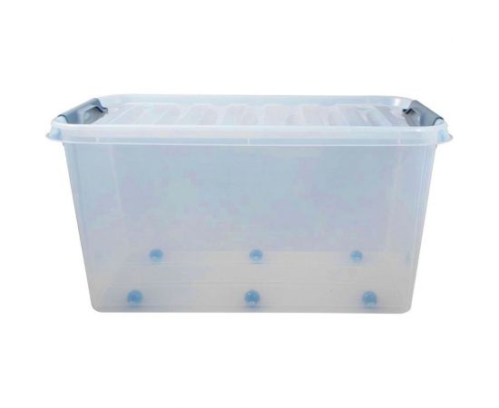 Ящик для хранения с крышкой ПОЛИМЕРБЫТ ПРОФИ Комфорт 70 л, на колесах, прозрачный 63200799 – изображение 2