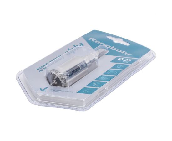 Коронка алмазная с центрирующим сверлом по керамограниту и керамике 25 мм RENNBOHR 676225 – изображение 3