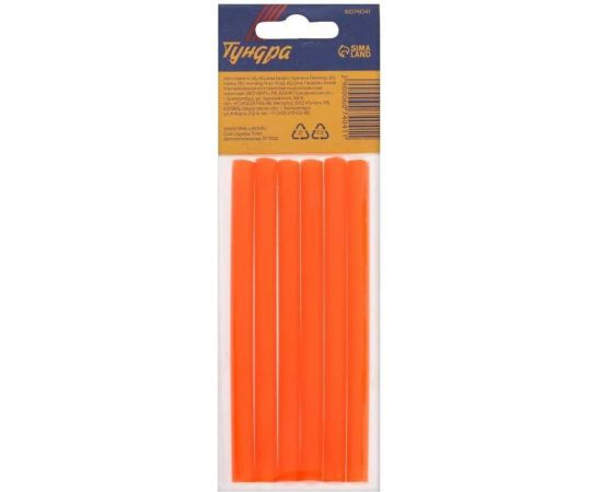 Стержни клеевые оранжевые (6 шт; 7x100 мм) ТУНДРА 6074041 – изображение 3
