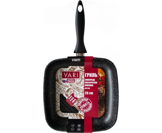 Сковорода VARI ""Классическая каменная"" литая, гриль, квадратный, с антипригарным покрытием EVKB-36126 – изображение 4