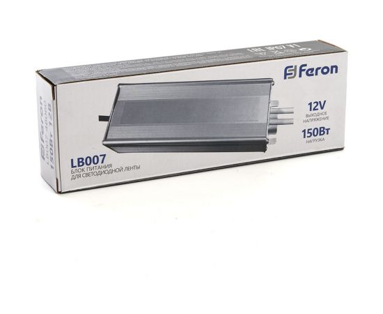 Электронный трансформатор для светодиодной ленты FERON 150W 12V IP67 (драйвер), LB007, 48060 – изображение 6