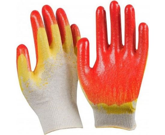 Трикотажные перчатки с 2-ым латексным обливом ООО ЛидерТекс красные, индивидуальная упаковка 4670070000819 