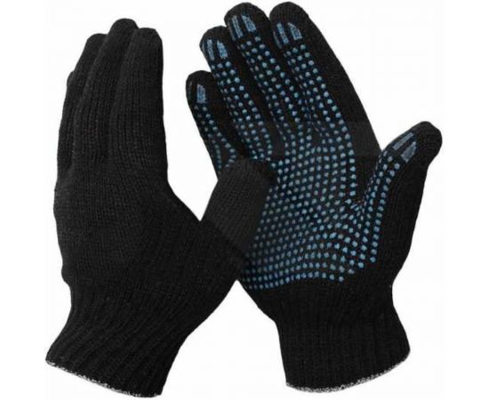 Перчатки ООО ЛидерТекс 7.5 класс, 5 нитей, черные с ПВХ, С 4670070000666 