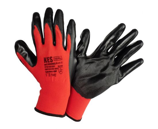 Перчатки из полиэстера КЭС, латексный облив ладони, размер 10/XL, 12шт 14000020 