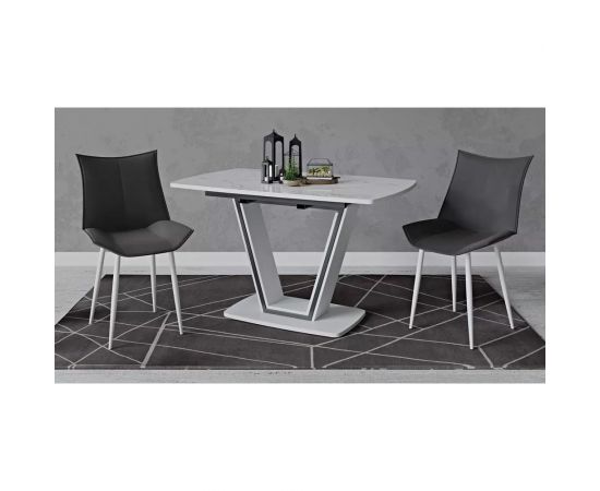 Обеденный стол ТриЯ тип 1, белый глянец/стекло матовое белый мрамор 196931 