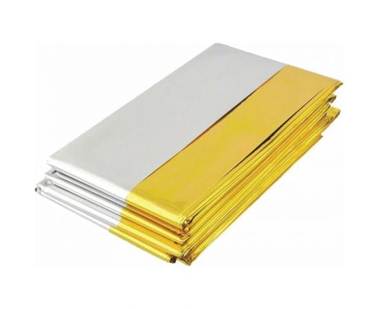 Изотермическое спасательное термоодеяло/покрывало DASWERK серебро/золото, 160x210 см 630841 