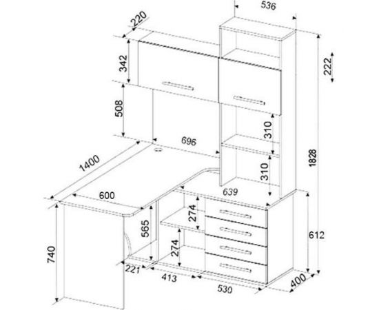 Компьютерный стол СОКОЛ правый венге/беленый дуб КСТ-14П КСТ14ПВ5б5 – изображение 2