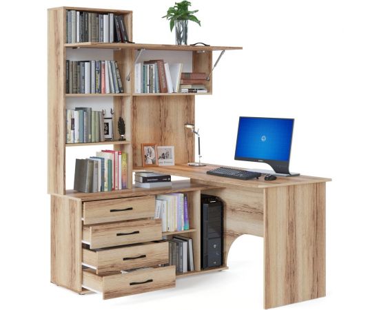 Компьютерный стол СОКОЛ левый дуб делано КСТ-14Л 00-00009448 – изображение 2