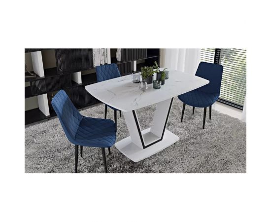 Обеденный стол ТриЯ тип 1, белый глянец/стекло матовое белый мрамор 196931 – изображение 2