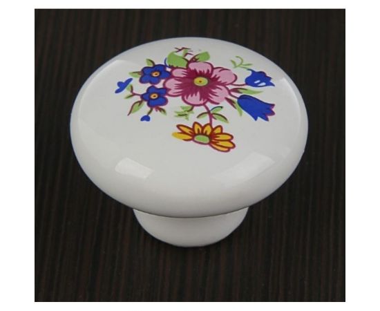 Ручка кнопка ТУНДРА FLOWER Ceramics 017, d=32, керамическая, белая 3609969 – изображение 3