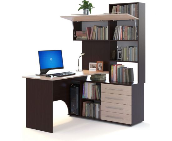 Компьютерный стол СОКОЛ правый венге/беленый дуб КСТ-14П КСТ14ПВ5б5 – изображение 3