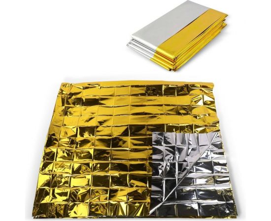 Изотермическое спасательное термоодеяло/покрывало DASWERK серебро/золото, 160x210 см 630841 – изображение 3
