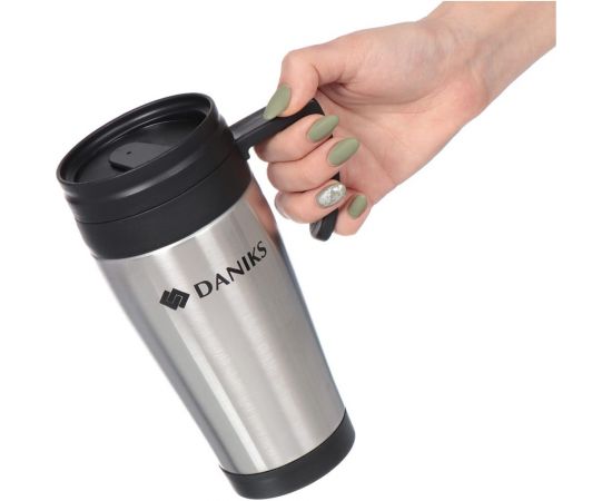 Термокружка DANIKS нерж сталь, пластик, 0.4 л, колба пластик, серебр, sl-109 306879 – изображение 3