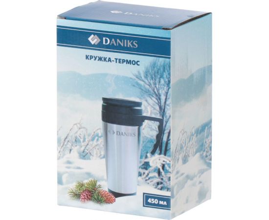Термокружка DANIKS нерж сталь, пластик, 0.4 л, колба пластик, серебр, sl-109 306879 – изображение 4