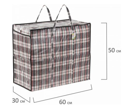 Хозяйственная сумка-баул ЛЮБАША, 60x50x30 см, 90 л, черно-красная, 604702 – изображение 4
