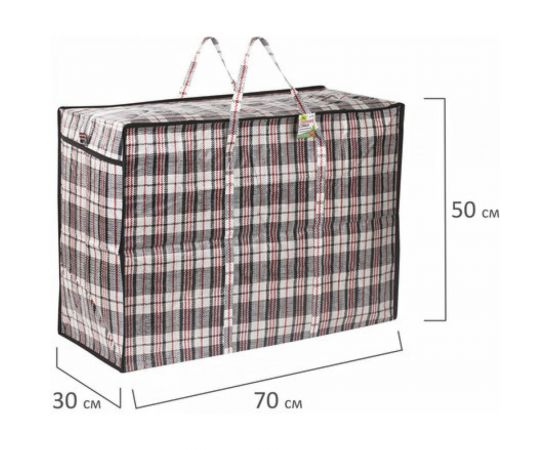 Хозяйственная сумка-баул ЛЮБАША полипропилен, 70x50x30 см, 105 л, черно-красная 604703 – изображение 4