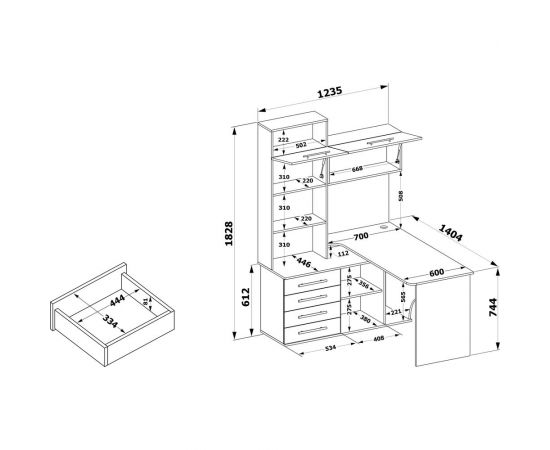 Компьютерный стол СОКОЛ левый дуб сонома/белый КСТ-14Л КСТ14ЛС5б6 – изображение 4