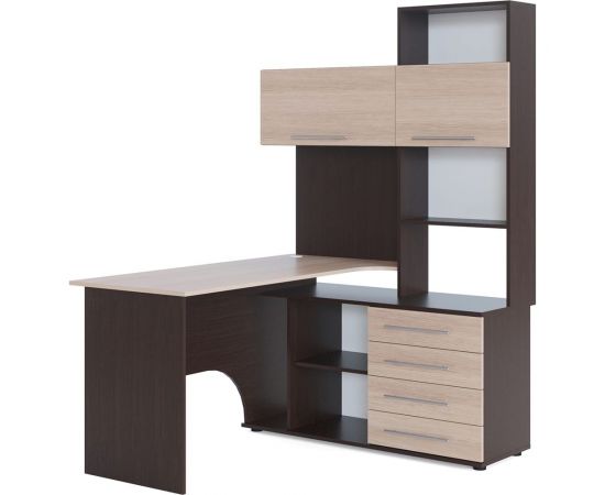 Компьютерный стол СОКОЛ правый венге/беленый дуб КСТ-14П КСТ14ПВ5б5 – изображение 4