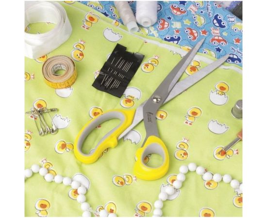 Портновские ножницы ОСТРОВ СОКРОВИЩ ПРЕМИУМ 230 мм, желтые с резиновыми серыми вставками 237455 – изображение 5