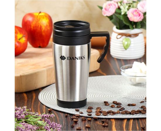 Термокружка DANIKS нерж сталь, пластик, 0.4 л, колба пластик, серебр, sl-109 306879 – изображение 5