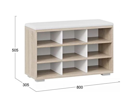 Тумба для обуви ТриЯ тип 10, дуб сонома/белый ясень 194258 – изображение 5