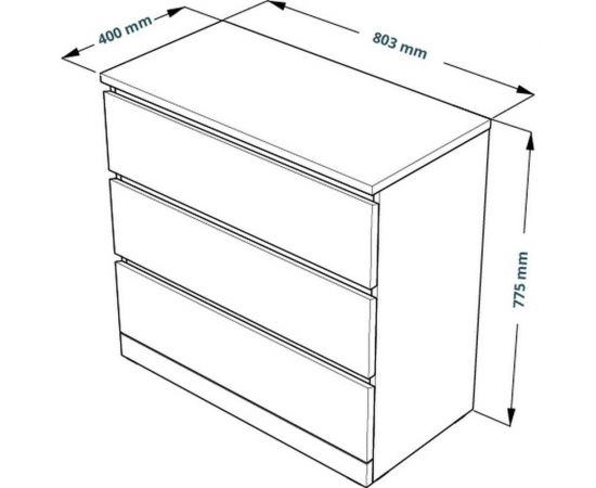 Комод Шведский Стандарт Варма, 3 ящика, 80x78x40, белый S00203 – изображение 6