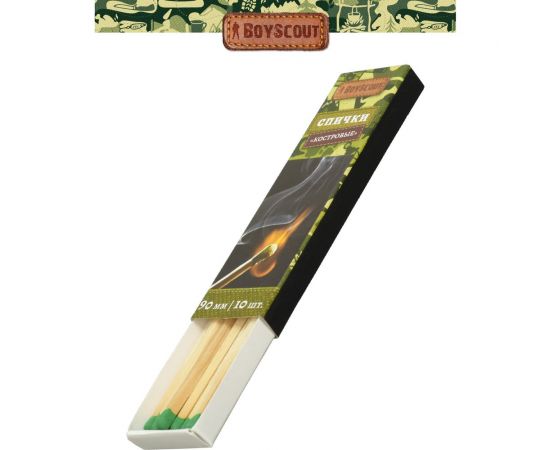Костровые спички BOYSCOUT 90 мм, 10 шт /100/20 61028 – изображение 6